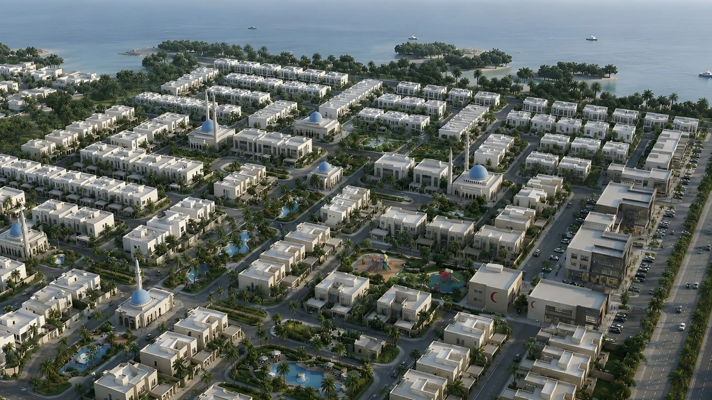 Townhouses under development, aerial view